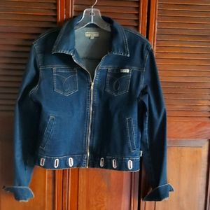 Max Studio Denim jacket with silver accent detail at bottom edge